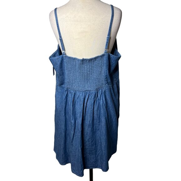NWT Old Navy 3X Sleeveless Denim Mini Dress Blue Cotton Pockets Adj Straps - Picture 5 of 16